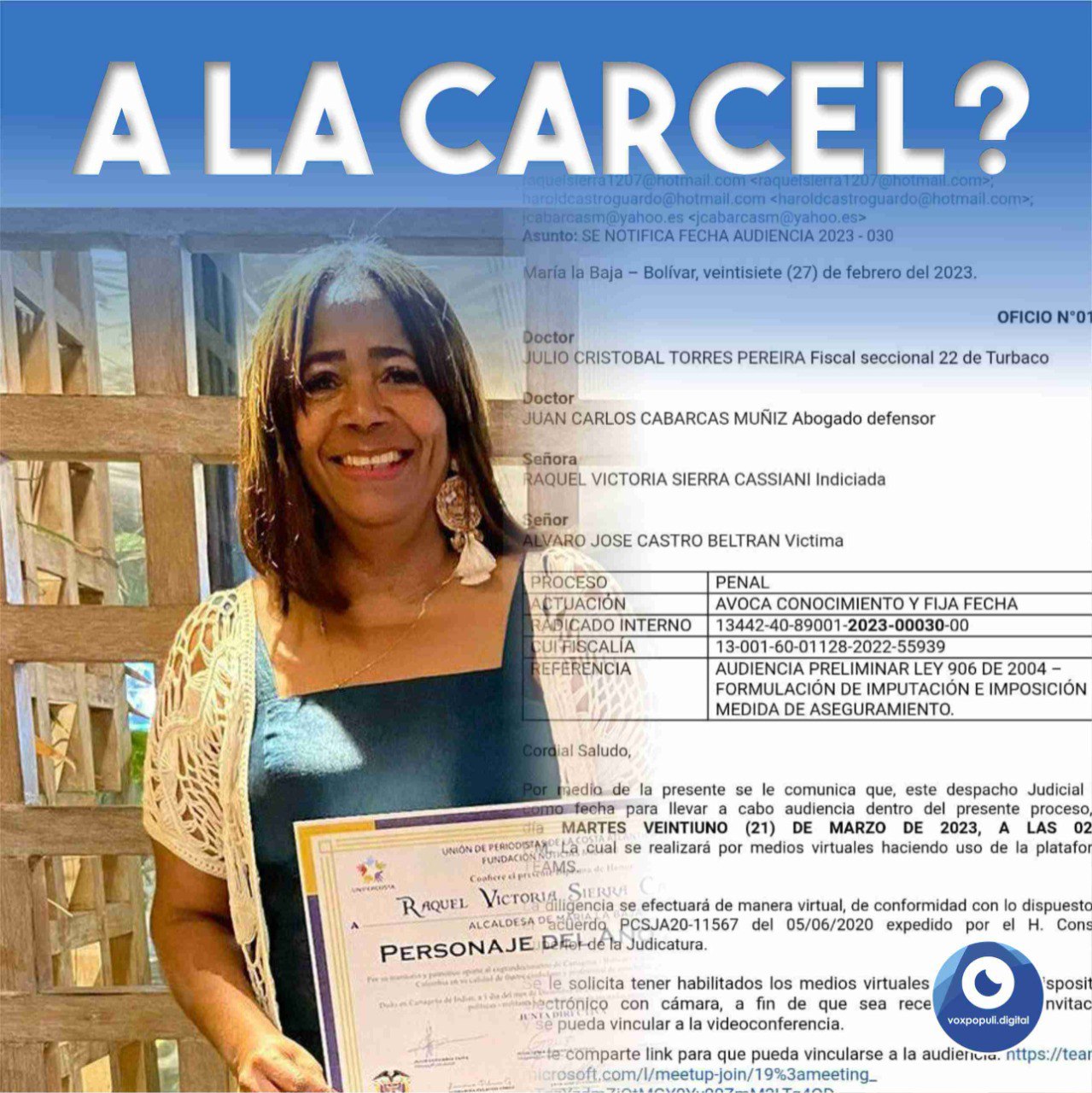 ¿A la cárcel? alcaldesa de María la Baja