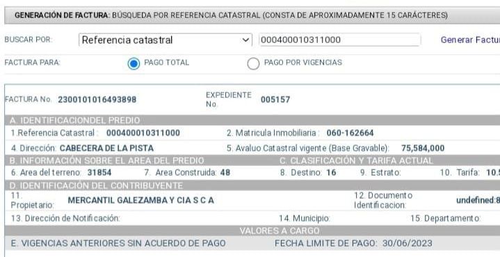 Así aparece en el Registro de Tradición la referencia catastral  del predio Cabecera de la Pista. Despojo Secular de Barú.
