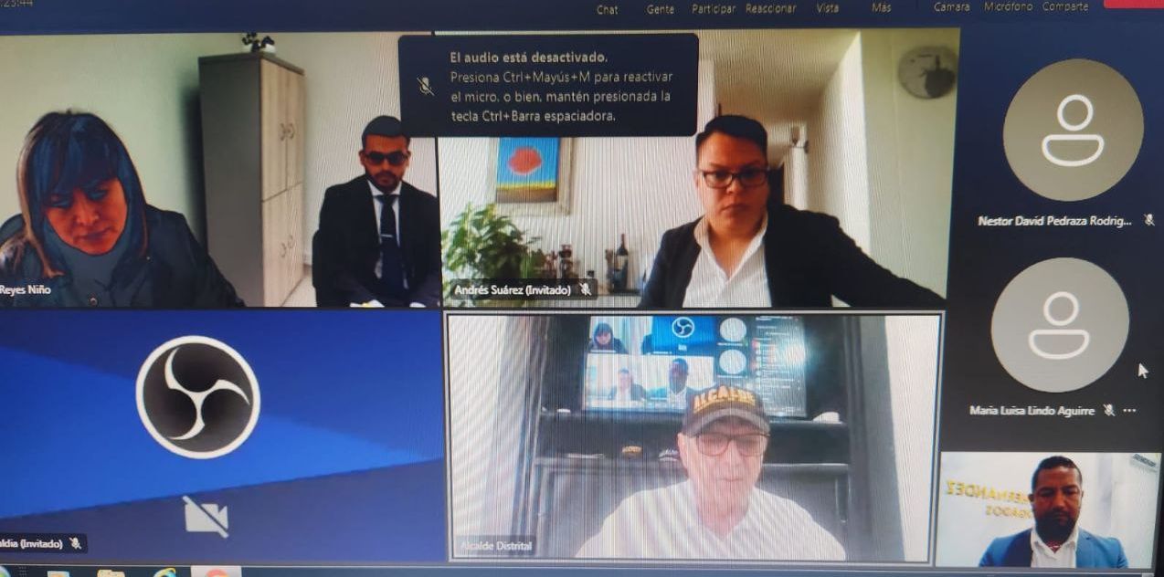 Alcalde Dau se descompuso cuando la Procuraduría lo suspendió./Captura de pantalla. Arriba a la izq., la procuradora Yolanda Reyes Niño. Derecha, el defensor Andrés Suáres. Abajo, William Dau. A la derecha, Jair Caro, el denunciante. Tatequieto al zambiloco