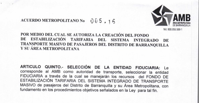 ¿CNE revocaría inscripción de Alex Char por inhabilidad? Este es el artículo 5 del acuerdo metropolitano que autorizó al gerente contratar una Fiduciaría que por supuesto abrió las cuentas en el Banco Serfinanza