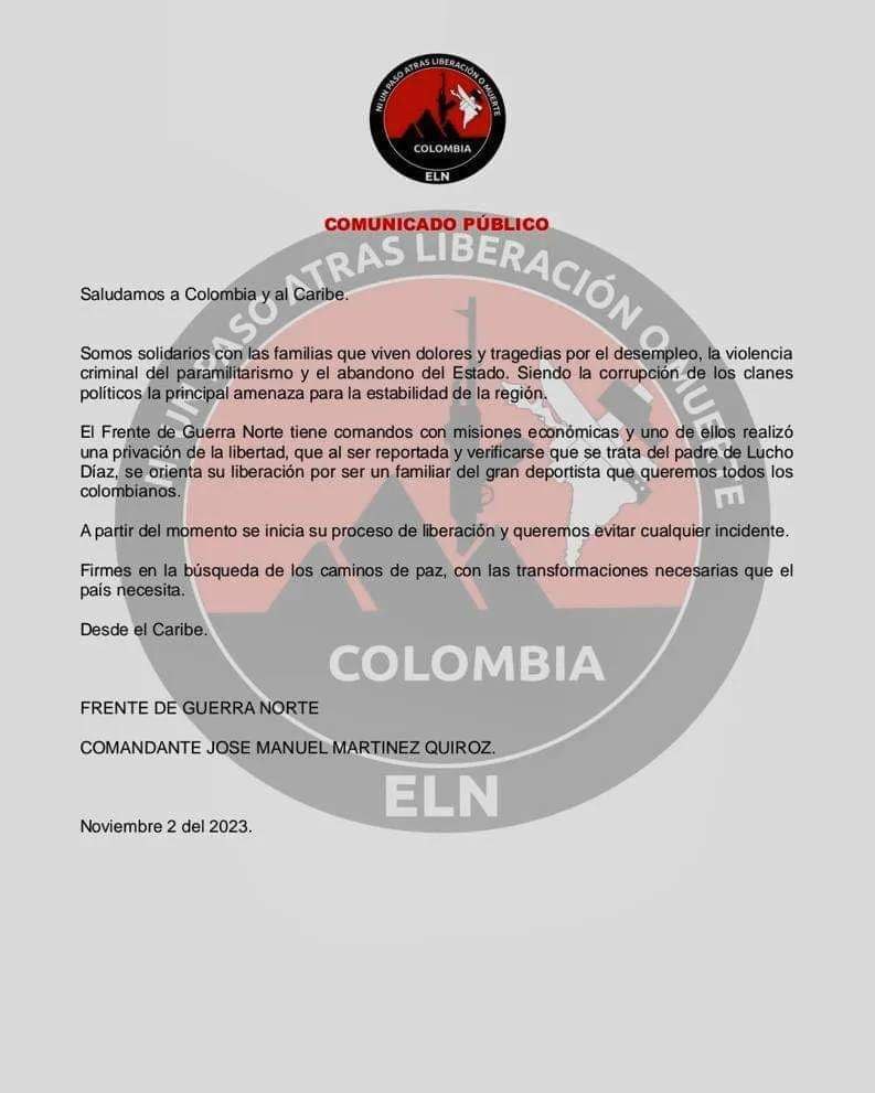 El frente de Guerra Norte se atribuyó lo que eufemísticamente llamó "privación de la libertad". Suicidio político del Eln.