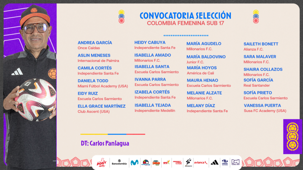 Convocatoria de la selección colombiana sub-17 para los partidos del torneo Sudamericano sub-17 que juega en Colombia 
  
